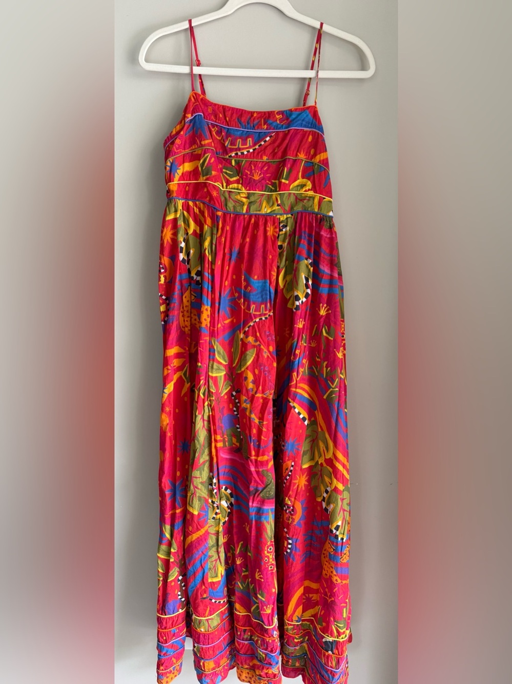 FARM Rio Magic Forest Tropical Vacation Cotton Maxi Dress- Size L - Picture 4 of 6